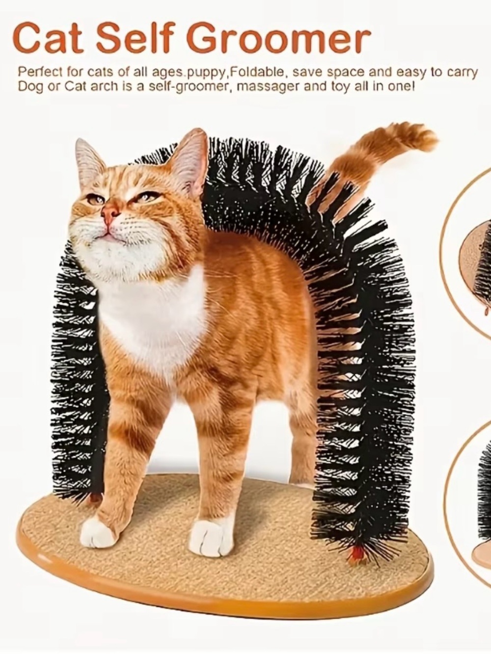 NEW Self-Groomer Cat Arch Brush in Black and Tan - Unbranded